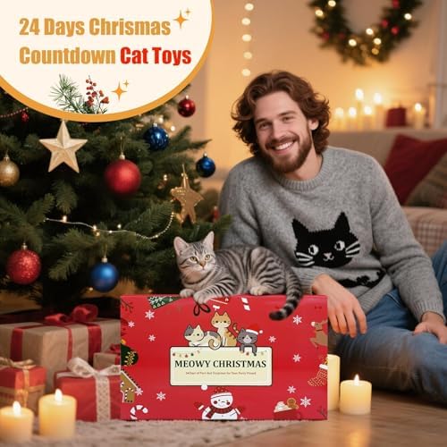 ANOTION Cat Advent Calendar 2026 – 24-Day Christmas Pet Xmas Cat Toys Countdown, Set for Indoor Cats & Kittens, Present for Cat Lovers, Women & Men - Image 2