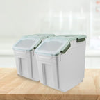 2 Pack Rice Storage Container with Measuring Cup 50 lb Flour Storage Container with Wheels, BPA Free Food Storage Container Dog Cat Food Bin Set for Dry Food Sugar, Cereal(Green)
