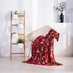 Elegant Comfort Luxury Velvet Super Soft Christmas Prints Fleece Blanket-Holiday Theme Home Décor Fuzzy Warm and Cozy Throws for Winter Bedding, Couch and Gift, 50 x 60 inch, Red Reindeer - Image 4