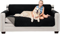 Sofa Shield® Couch Slip Covers for Dogs, Reversible Furniture Protector with Strap, Stain and Tear Resistant Cushion Cover, 62 inch Seat, Machine Washable Slipcover Pets, Cats, Black Gray