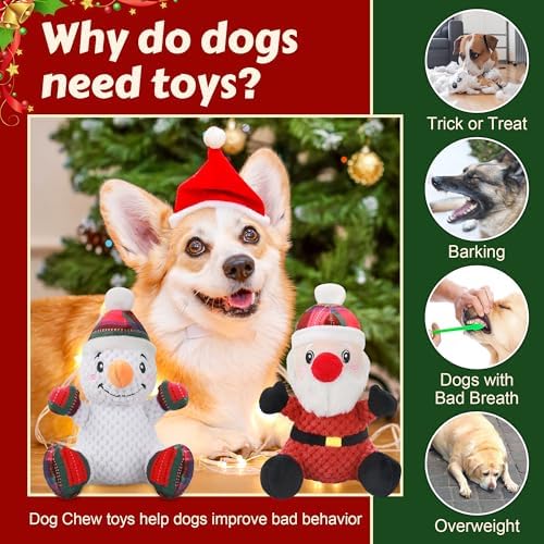 Newget 2Pcs Christmas Squeaky Dog Toys, Plush Dog Toys with Crinkle Paper - Image 4