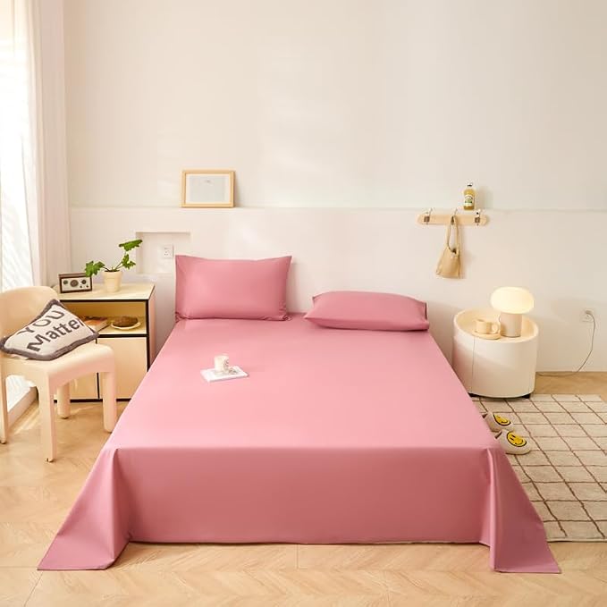 WenBags Lightweight Waterproof Flat Sheet 70 * 90 Inches Queen Size-Mattress Protector for Bed & Couch, Pet Hair Resistant Cover Ideal for Dogs & Cats, Perfect for Hotels & Hospitals (Pink)