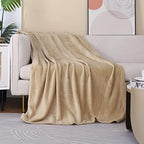 Beige Fleece Plush Throw Blanket 50"x60"for Couch Sofa Fuzzy Cozy Flannel by JIAHANNHA