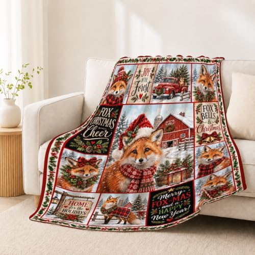 Christmas Fox Throw Blanket Woodland Animal Holiday Gifts 50''X60'' - Image 3