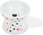 Necoichi Ceramic Elevated Cat Food Bowl (Sakura, Large Flat)