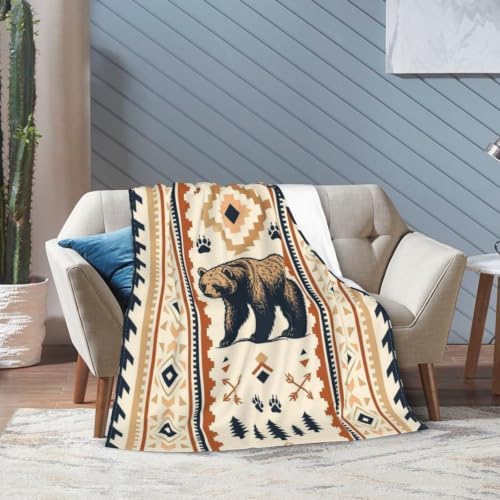 Bear Southwestern Blanket Bear Western Throw Stuff Gifts 80"x60" - Image 5