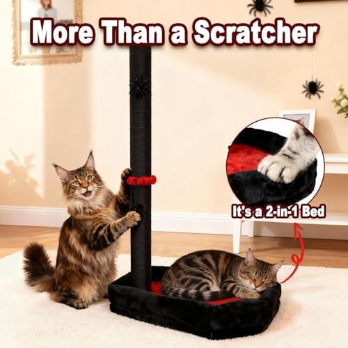 Gothic Cat Scratching Post with 40 Pcs Halloween Cat Toys, Gothic Cat Tree - Image 2