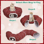 Buffalo Plaid Cat Tunnel Christmas Tree Skirt, Multifunctional Christmas Tree Protector Cat Washable Indoor Cat Donut Cave Bed Kitty Hideout Tubes for Small Animal,32"×10" - Image 5