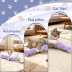 3 Pack Catnip Pillow Toys for Indoor Cats, Soft Plush Cat Toys with Pastel Macaron Colors, Interactive Catnip Toys for Biting, Cuddling and Play, Cute Kitty Toys - Image 5