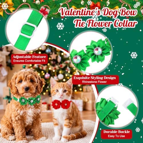 50 Pcs Christmas Dog Bow Bulk for Small Medium Dog Flower Collar Bow - Image 4