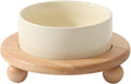 Havniva Raised Cat Bowl 5.1” Elevated Ceramic Cat Food and Water Bowl | Cat Bowls Elevated, Whisker Friendly Cat Bowl, Non-Slip Wood Stand, Food-Grade Ceramic, Wide Opening, Dishwasher Safe