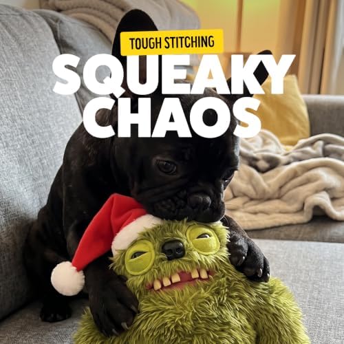 Bonkers Fuggler Holiday Edition Squeaky & Plush Dog Toy for Playtime, Green, 8 Inches - Image 4