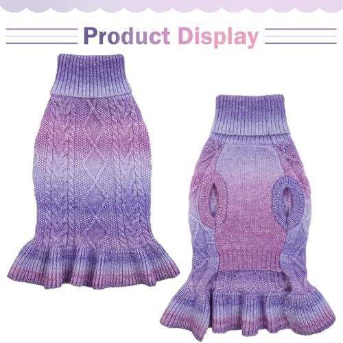 QBLEEV Custom Puppy Turtleneck Sweater Dresses - Soft, Warm, Medium Winter Fall Pet Sweaters for Dogs, Customizable Turtleneck Christmas Sweaters, Holiday Doggie Vests for Girls & Boys - Image 4