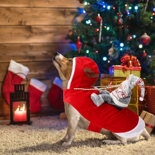 BWOGUE Santa Dog Costume, Dog Christmas Outfit, Riding Pet Costume, Size M - Image 4