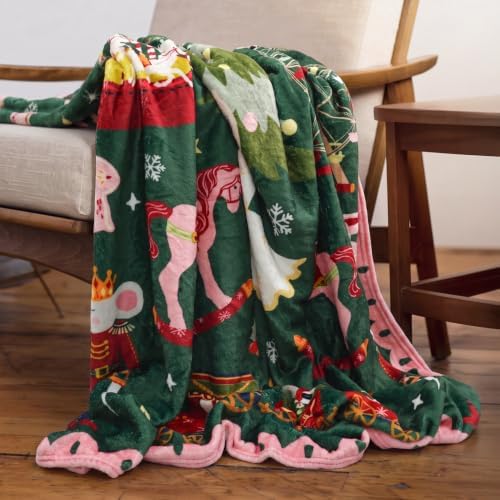 Christmas Throw Blanket for Couch 60x50,Green Winter Holiday Festival Cute Xmas Nutcracker Christmas Tree Blankets for Woman,Soft Flannel Fleece Blankets for Home Living Room Bed Chair Decor - Image 4