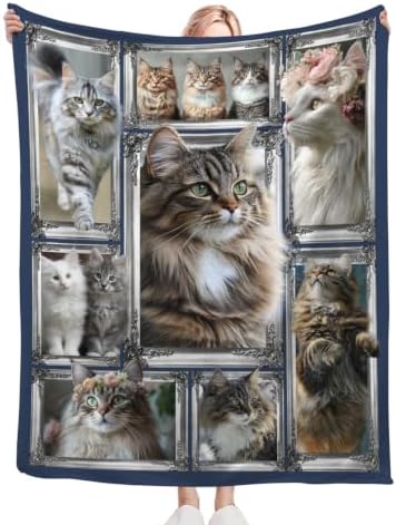 Maine Coon Cat Blanket Cute Kitten Throw Stuff Gifts 50"x40" - Image 3