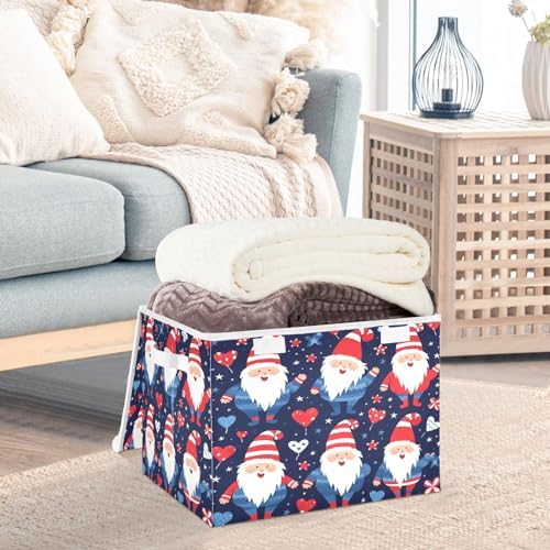 Bolaz Storage Bins with Lids and Handles,Cute Gnmoes American National Day Storage Box Storage Basket with Cover Collapsible Organizer Containers for Home Closet, Shelves - Image 5