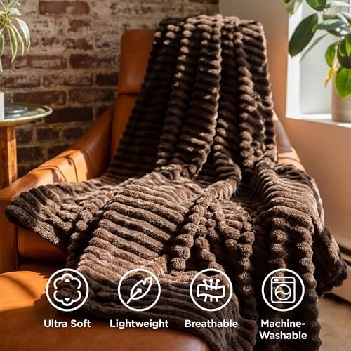 Bedsure Soft Twin Blanket for Bed Decor Gifts Chocolate Brown 60"x80" - Image 5
