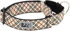 RC Pets 1-1/2 Inch All Webbing Martingale Training Dog Collar, Medium, Tan Tartan