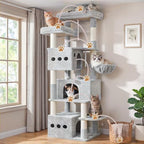Gitelsnour Cat Tree, 71.6'' Tall Cat Tower with 3 Large Cat Condos, GCT800W - Image 5