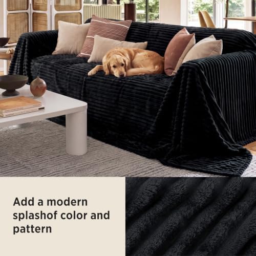 Bedsure Extra Soft Large Fleece Blanket for Bed Black 120"x120" - Image 4