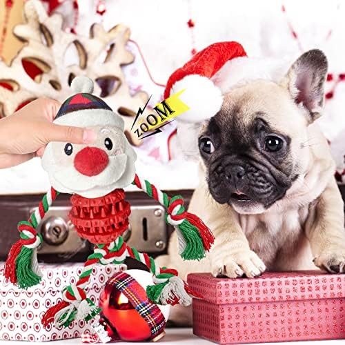 Dog Christmas Toys for Small Medium Large Dogs, Squeaky Plush Dog Toys + Interactive Dog Toys + Dog Rope Toys Multi Function Cute Santa Puppy Toys for Christmas - Image 5