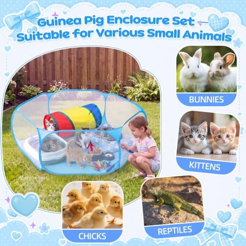 13 Pcs Kitten Starter Kit with Playpen Litter Box Feeder, Blue - Image 5