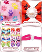 PET SHOW 50 Pack Paw Small Dog Collar Bow Ties Bulk Puppy Cats Adjustable Bowties for Medium Dogs Bowknots Holiday Party Ties Pet Grooming Accessories Assorted Randomly - Image 3