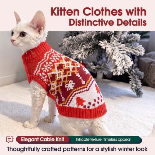 IECOii Christmas Cat Sweater for Cats, Kitten Holiday Sweater Ugly, XS-L - Image 6