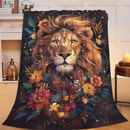 Lion Throw Blanket Lion Stuff Gifts for Kids Girls Boys Adults Women Man Soft Cozy Warm Plush Fluffy Fuzzy Fleece Blanket Decor 40''X50'' by Fuzawet