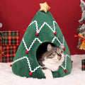 NIBESSER Cat Bed Christmas Tree Cat Tent House Self-Warming 2 in 1 Removable Comfortable Triangle Pet Teepee Xmas Dog Cave in Winter(Green/White) by NIBESSER