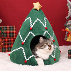 NIBESSER Cat Bed Christmas Tree Cat Tent House Self-Warming 2 in 1 Removable Comfortable Triangle Pet Teepee Xmas Dog Cave in Winter(Green/White) by NIBESSER