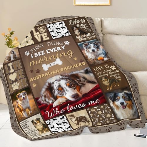 Australian Shepherd Blanket for Girls Women Boys Men Adults Kids Soft Cozy Fleece Aussie Dog Pet Throw Blankets Gifts Warm Flannel Plush Lightweight Decor for Couch Bed Sofa 60"X50" - Image 4