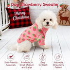 Dog Sweater Cute Strawberry Dog Clothes Pullover Knitted Sweaters for Small Medium Dogs Cats Girl Thick Warm Puppy Clothes for Chihuahua Yorkie Bulldog Cold Weather Pet Outfits - Image 2