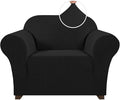Stretch Chair Cover Chair Slipcovers with Arms 1-Piece Chair Sofa Slipcovers or Living Room Non Slip Armchair Cover Furniture Protector Dogs Pet Friendly(Armchair,Black)