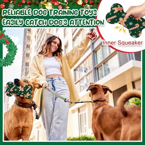 6 Pcs Christmas Dog Toys Puppy Tennis Balls and Squeaky Bone Toys Plush Interactive Pet Toy for Small Medium Large Dog Plush Chew Toy Puppy Training Toss Playing Gift - Image 5
