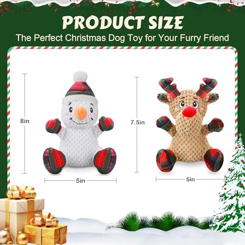 Newget 2Pcs Christmas Squeaky Dog Toys, Plush Dog Toys with Crinkle Paper - Image 3