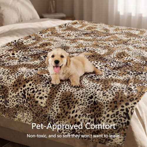 Vessia Leopard Printed Throw Blanket for Couch, Bed, Sofa, Soft Cozy Brown and Cream Cheetah Blanket for All Season, Comfy Flannel Fleece Animal Home Decor for Kids Women Adults - Image 5