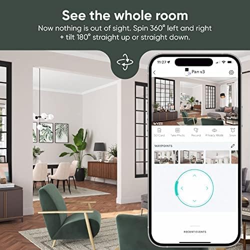 WYZE Cam Pan v3 Indoor/Outdoor IP65 1080P 360° Pan/Tilt/Zoom WiFi Smart Home Security Camera, Motion Tracking for Baby/Pet, Color Night Vision, Works with Alexa & Google Assistant