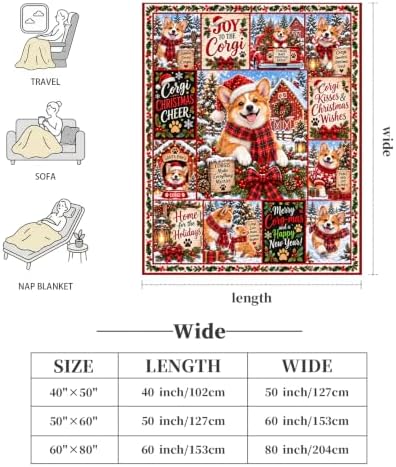 Corgi Christmas Throw Blanket Cute Puppy Holiday Gifts 50''X60'' - Image 6