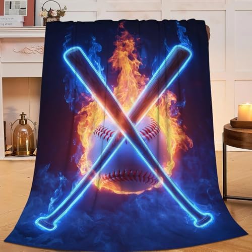 Baseball Blanket for Girls Women Boys Men Adults Kids Soft Cozy Fleece Sports Throw Blankets Gifts Warm Flannel Plush Lightweight Decor for Couch Bed Sofa 60"X50" by Unknown