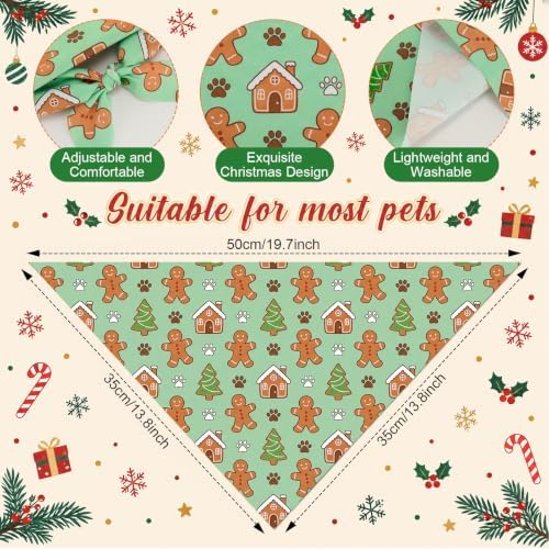 Preboun 50 Pcs Chriastmas Paw Print Dog Bandanas Bulk, Xmas Party - Image 3