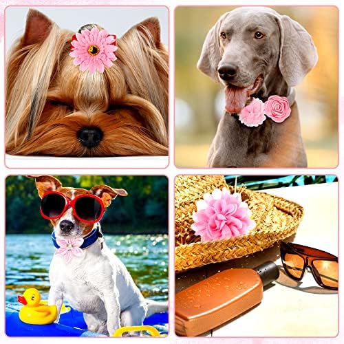 Hoteam 50 Pcs Dog Collar Flowers Bows Accessories, Pink - Image 5