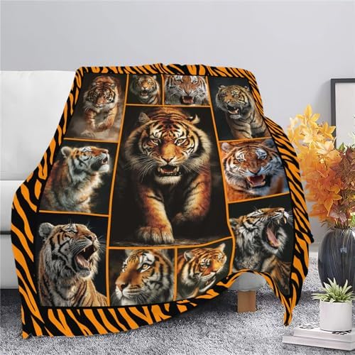 Tiger Throw Blanket Tiger Stuff Gifts for Kids Girls Boys Adults Women Men Soft Cozy Warm Plush Fluffy Fuzzy Fleece Blanket Decor 50''X60'' - Image 3