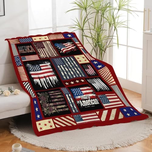 Veteran Blanket American Flag Throw Blanket Veterans Day Gifts for Men Women Adults Super Soft Cozy Plush Fluffy Fuzzy Fleece Blanket Home Decor 60''X80'' by Fuzawet