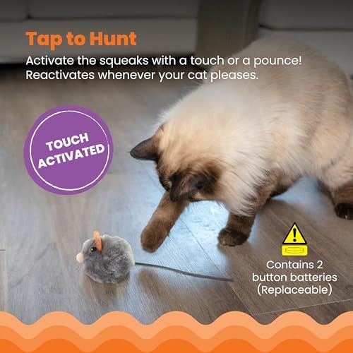 Catstages Squeak Squeak Mouse Cat Toy, Catnip & Touch-Activated Sound, 1.5" - Image 4