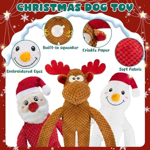no Stuffing Christmas Dog Toys Squeaky 3-Pack Interactive Chew Toy - Image 2