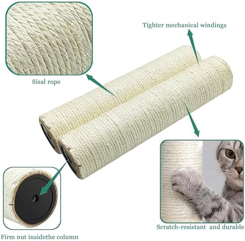 Cat Scratching Post Replacement, 2PCS 11.8in M8 Cat Tree Replacement Pole - Image 4