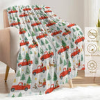 Christmas Decorative Throw Blanket, Red Truck Tree Cat Reindeer Print Decoration, Flannel Winter Blankets for Couch Bed Sofa, Holiday Home Decor, Xmas Festival Gifts Kids Adults 60x80 Inch - Image 3