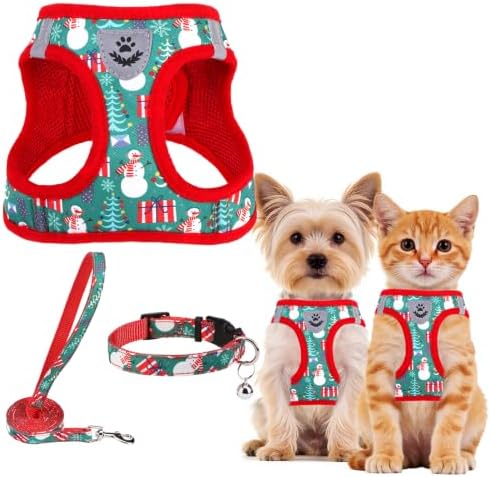 PUPTECK Christmas Dog Harness, Collar and Leash Set No Pull for Small Sized by PUPTECK